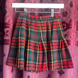 Vintage Plaid Red and Green Girls Skirt Size Large